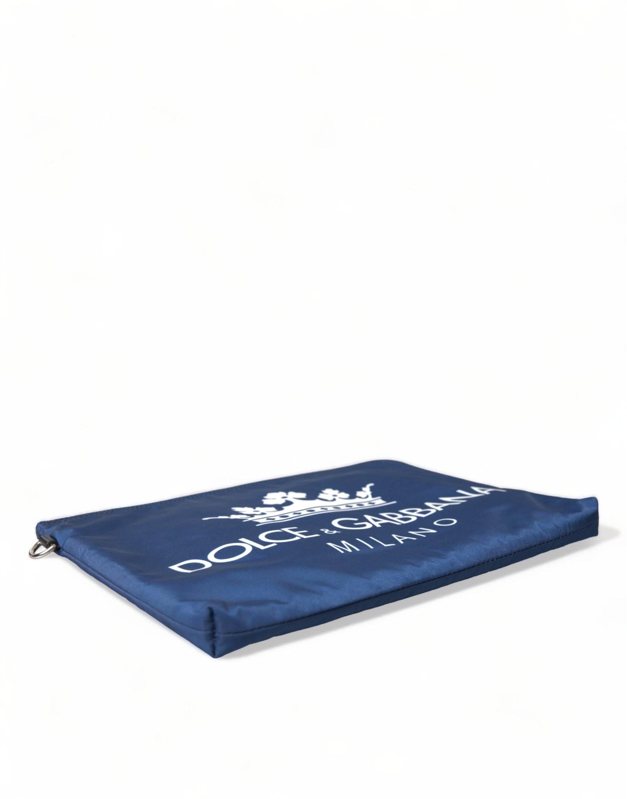 Dolce & Gabbana Elegant Blue Nylon Zipped Clutch - Hilstor