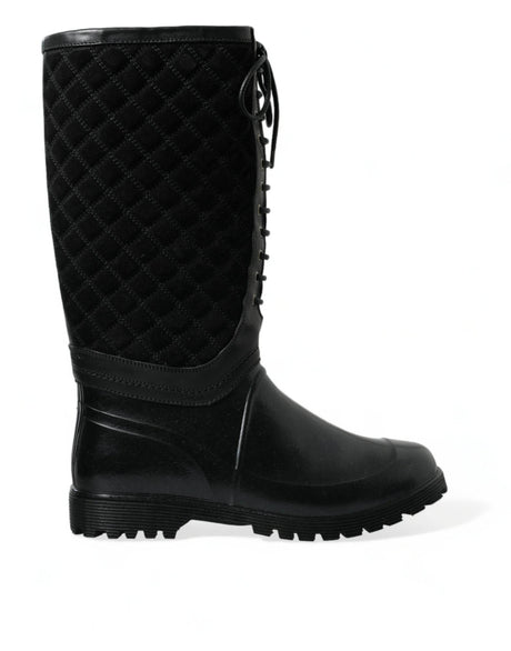 Dolce & Gabbana Elegant Quilted Lace-Up Rain Boots - Hilstor