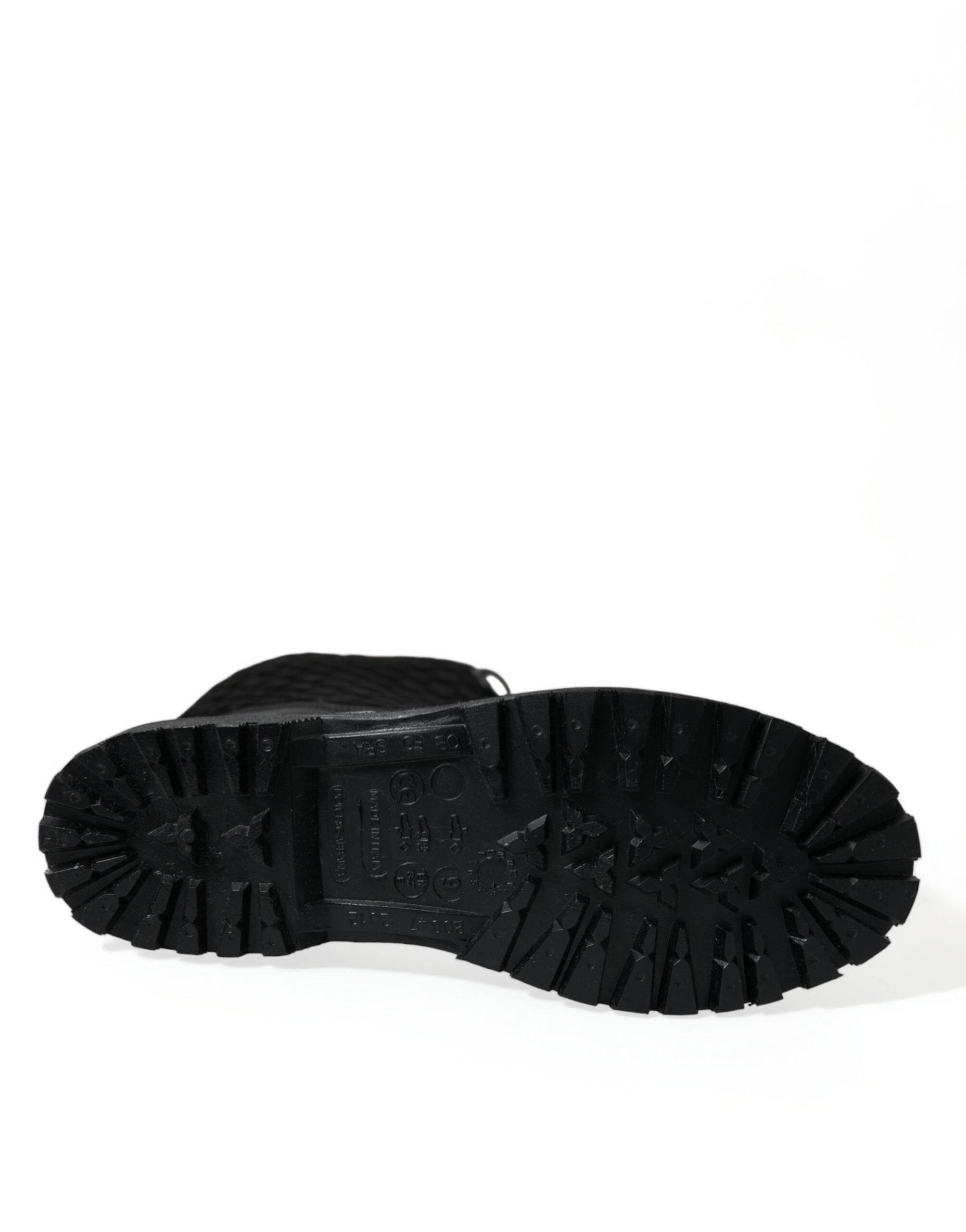 Dolce & Gabbana Elegant Quilted Lace-Up Rain Boots - Hilstor
