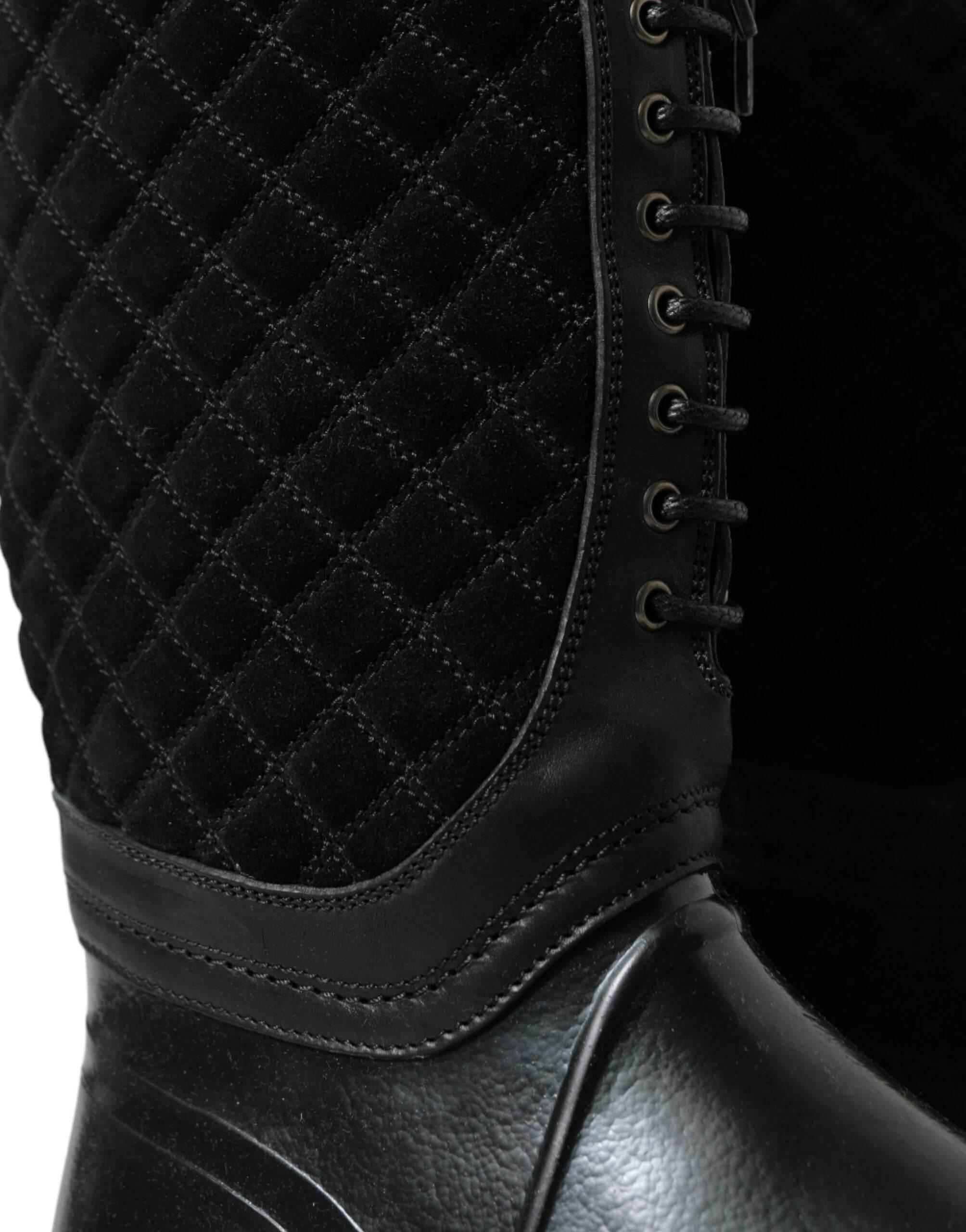 Dolce & Gabbana Elegant Quilted Lace-Up Rain Boots - Hilstor