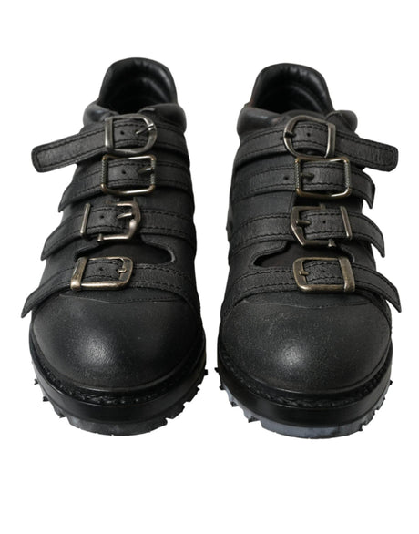 Dolce & Gabbana Black Leather Ankle Strap Boots - Hilstor