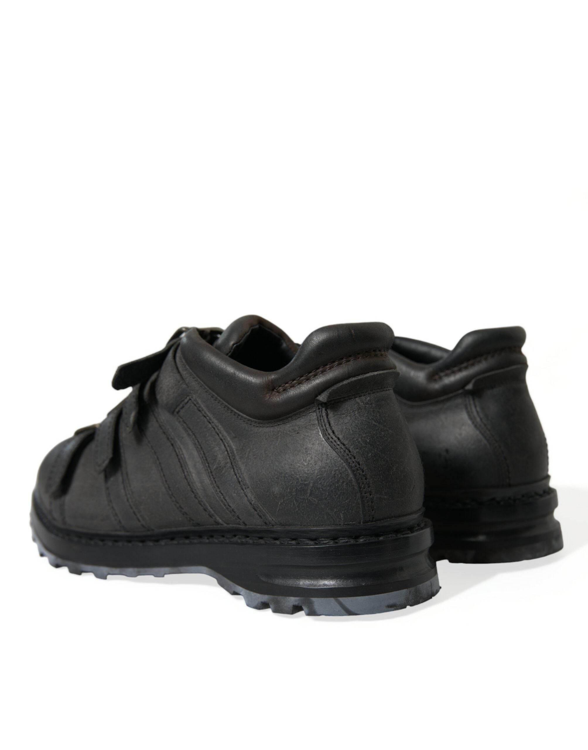 Dolce & Gabbana Black Leather Ankle Strap Boots - Hilstor