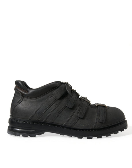 Dolce & Gabbana Black Leather Ankle Strap Boots - Hilstor