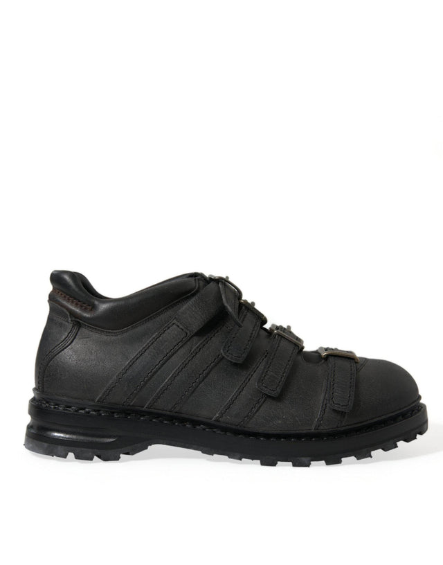 Dolce & Gabbana Black Leather Ankle Strap Boots - Hilstor