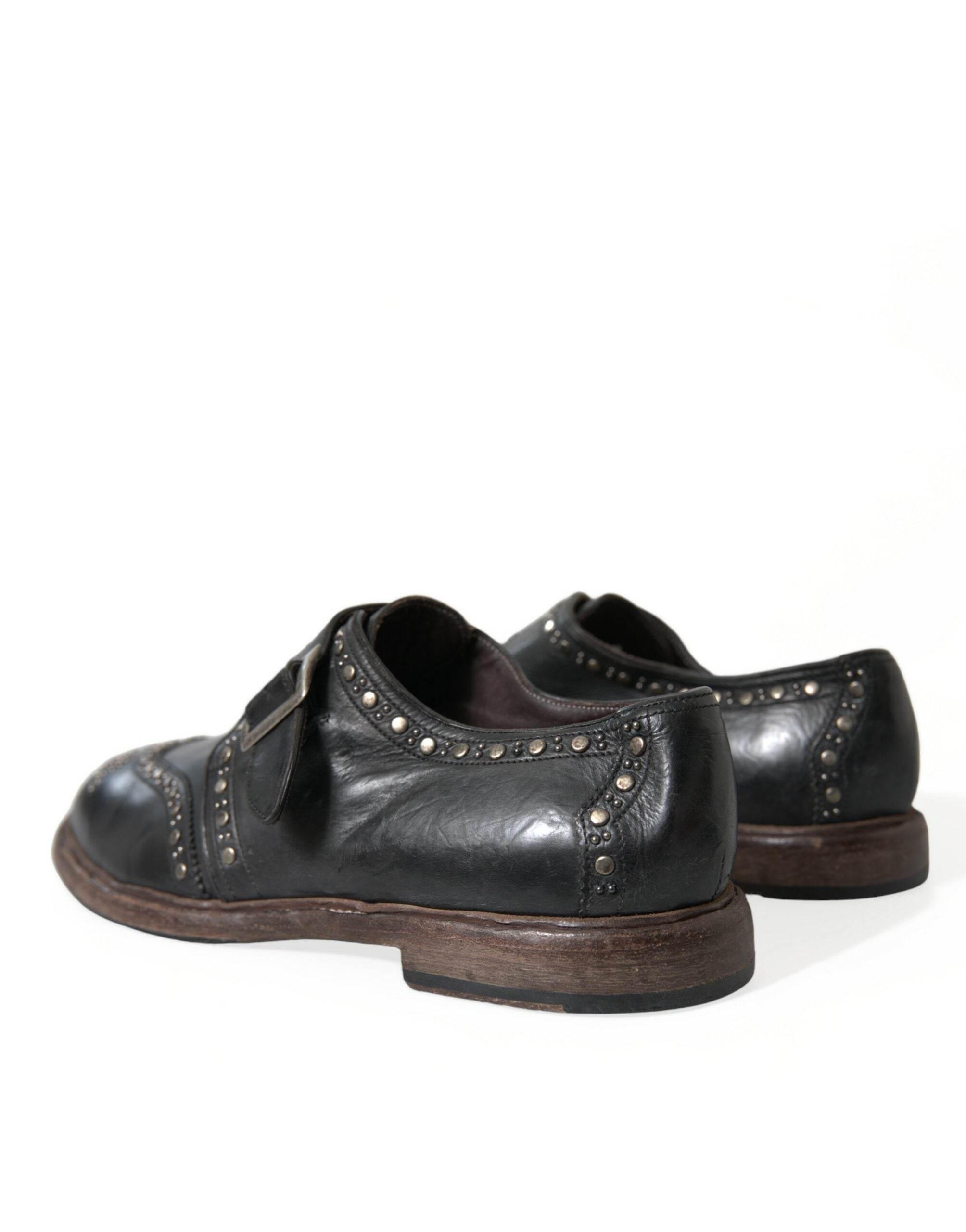 Dolce & Gabbana Elegant Calfskin Leather Monk Straps - Hilstor