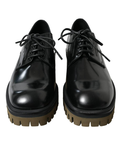 Dolce & Gabbana Elegant Black Leather Derby Dress Shoes - Hilstor