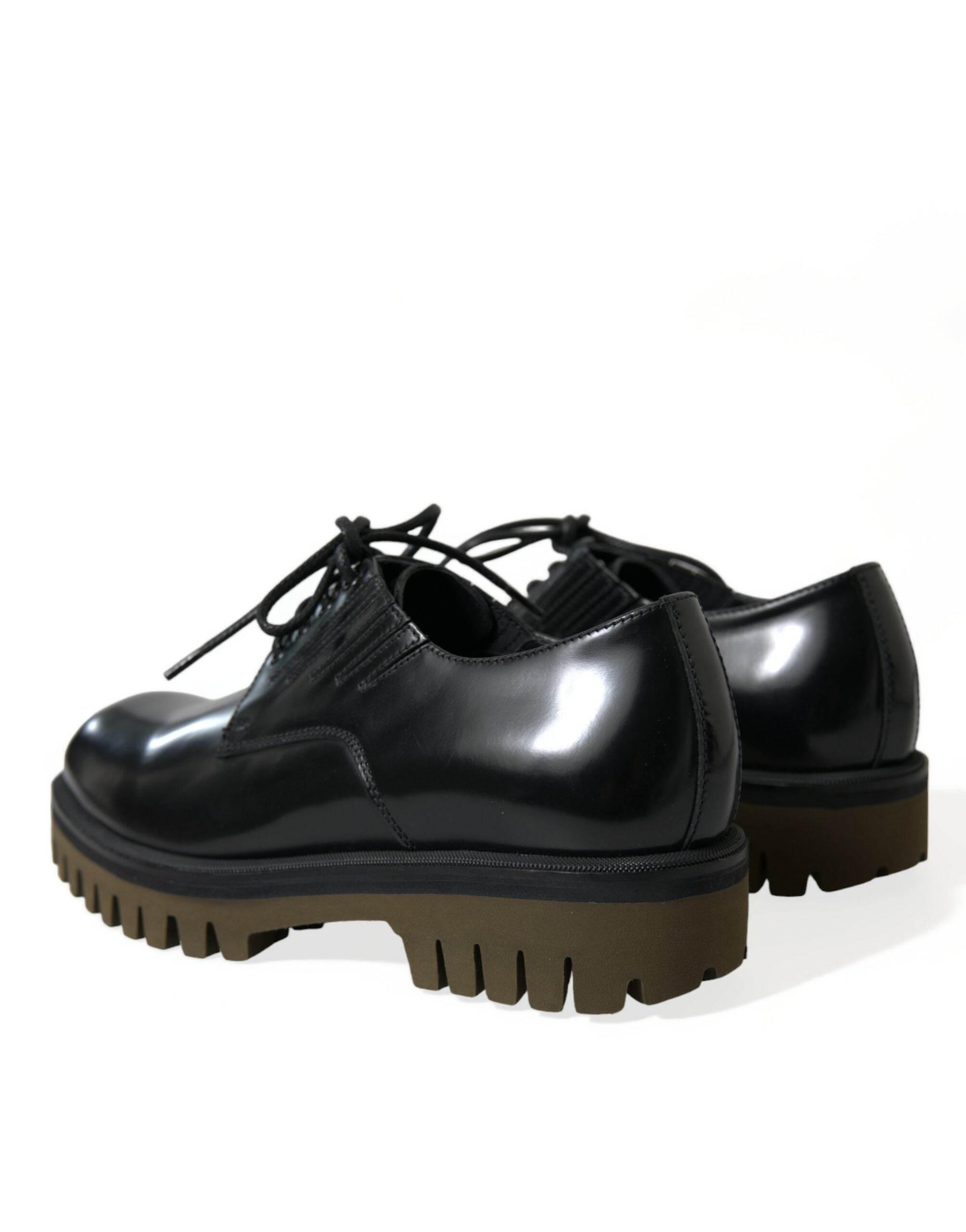 Dolce & Gabbana Elegant Black Leather Derby Dress Shoes - Hilstor