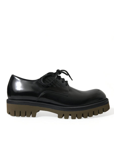 Dolce & Gabbana Elegant Black Leather Derby Dress Shoes - Hilstor