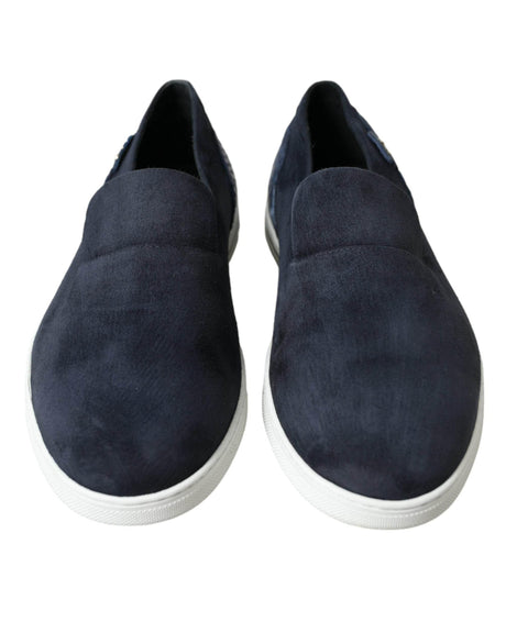 Dolce & Gabbana Elegant Blue Suede Leather Loafers - Hilstor