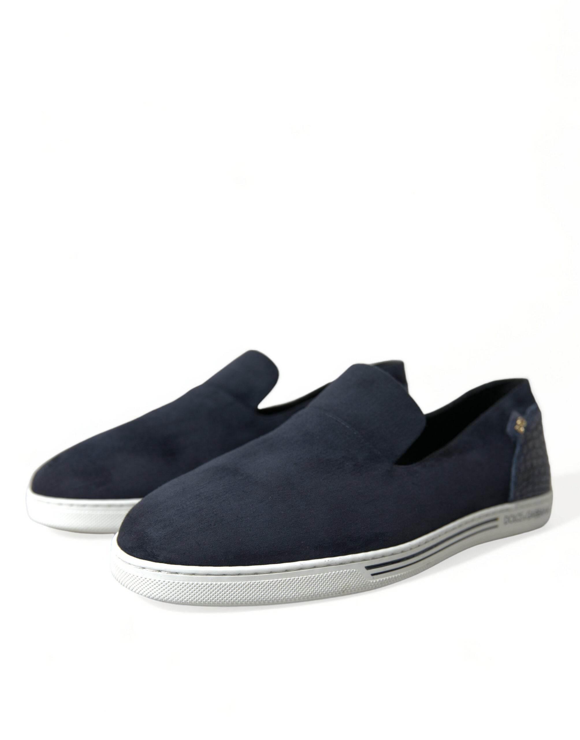 Dolce & Gabbana Elegant Blue Suede Leather Loafers - Hilstor