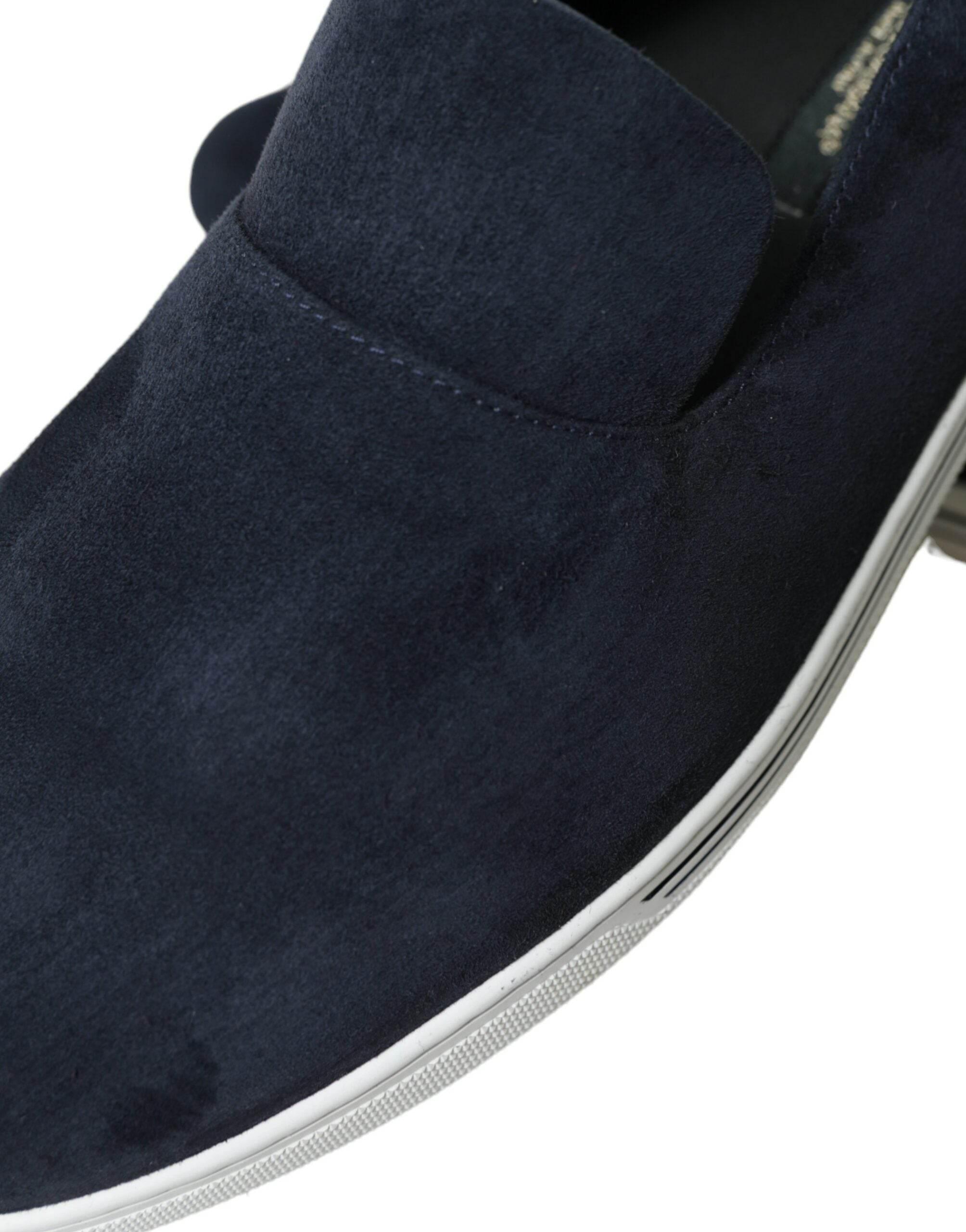 Dolce & Gabbana Elegant Blue Suede Leather Loafers - Hilstor