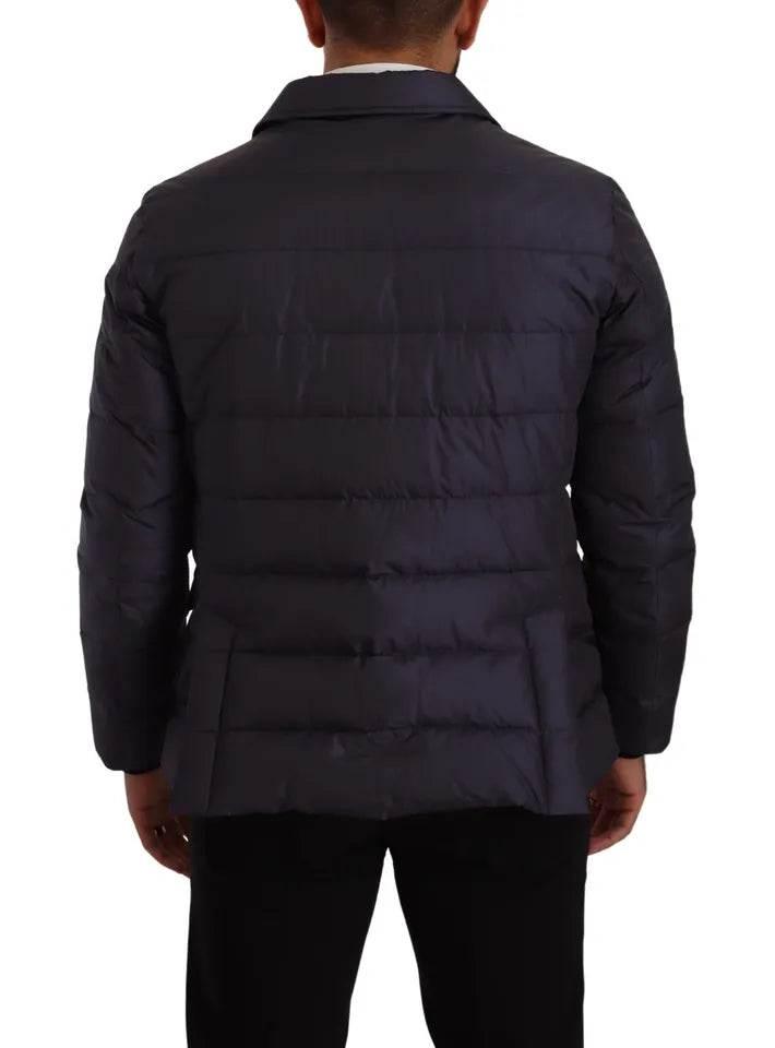 Dolce & Gabbana Blue Silk Goat Coat Blouson Winter Jacket - Hilstor