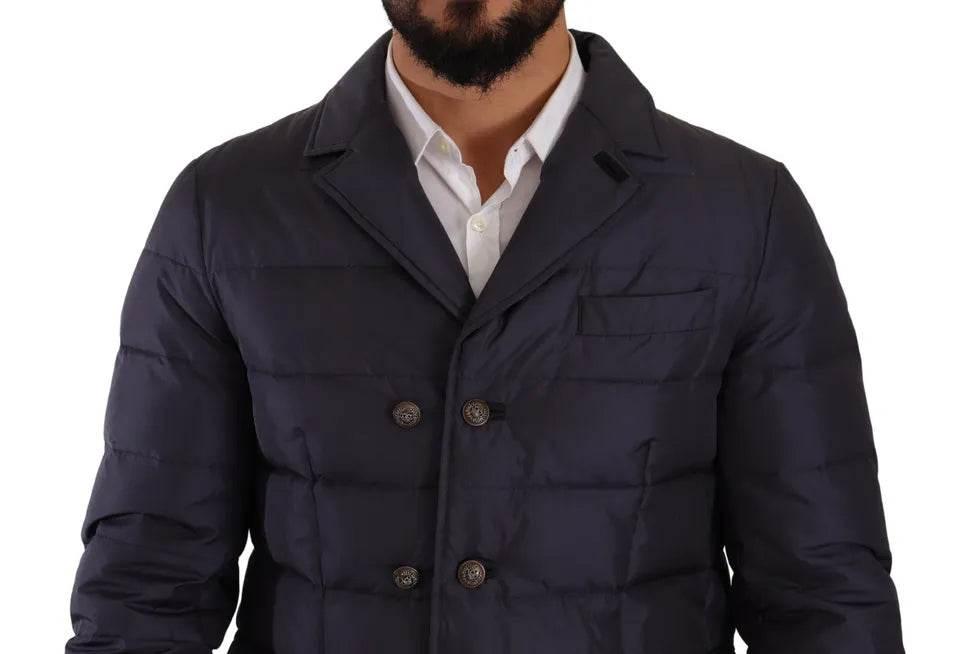 Dolce & Gabbana Blue Silk Goat Coat Blouson Winter Jacket - Hilstor