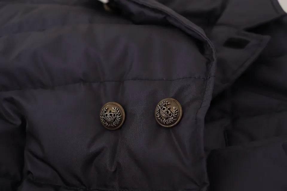 Dolce & Gabbana Blue Silk Goat Coat Blouson Winter Jacket - Hilstor