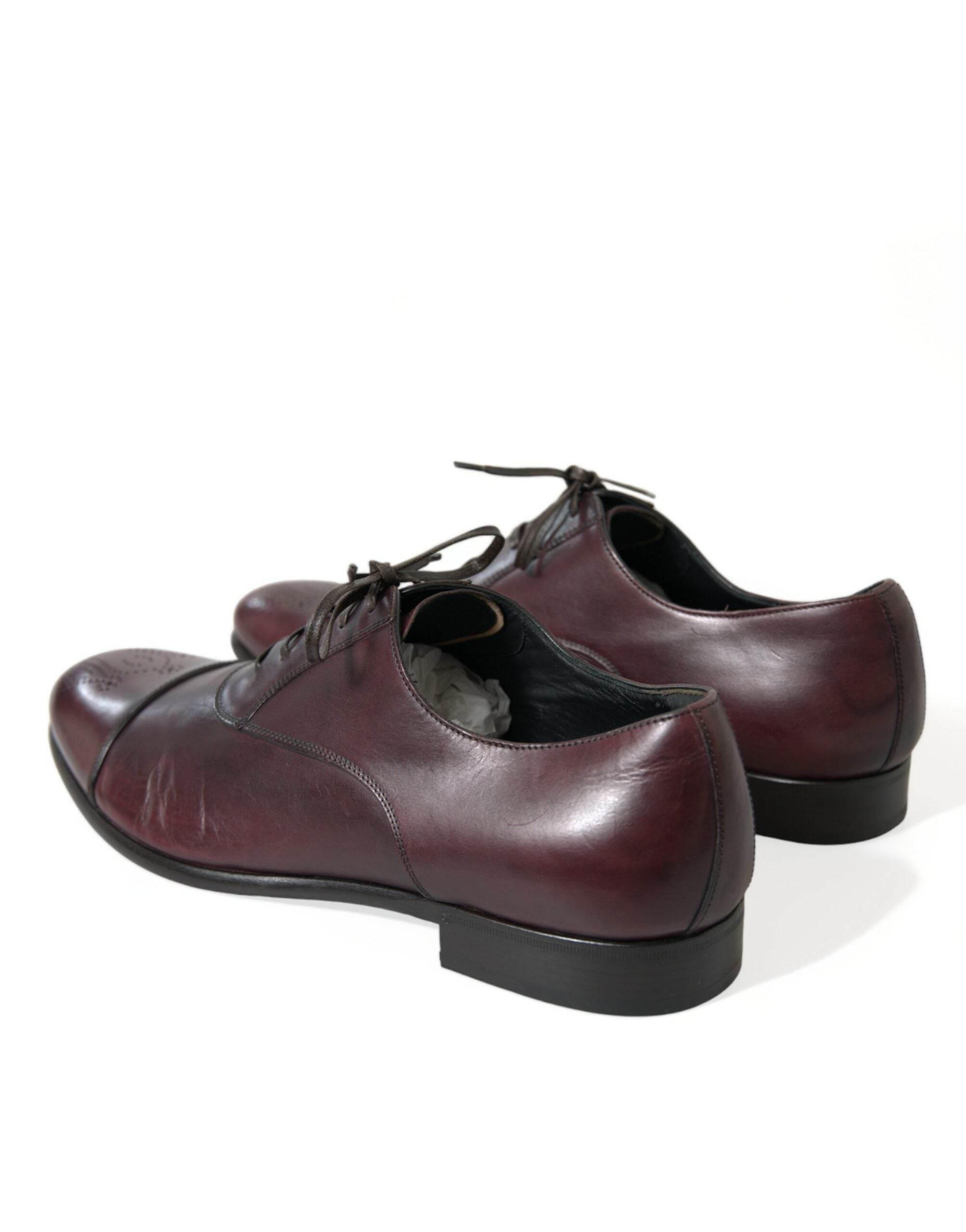 Dolce & Gabbana Elegant Burgundy Leather Derby Shoes - Hilstor