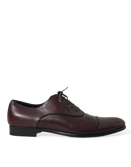 Dolce & Gabbana Elegant Burgundy Leather Derby Shoes - Hilstor