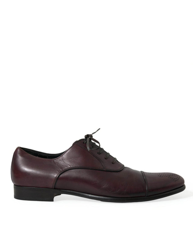 Dolce & Gabbana Elegant Burgundy Leather Derby Shoes - Hilstor