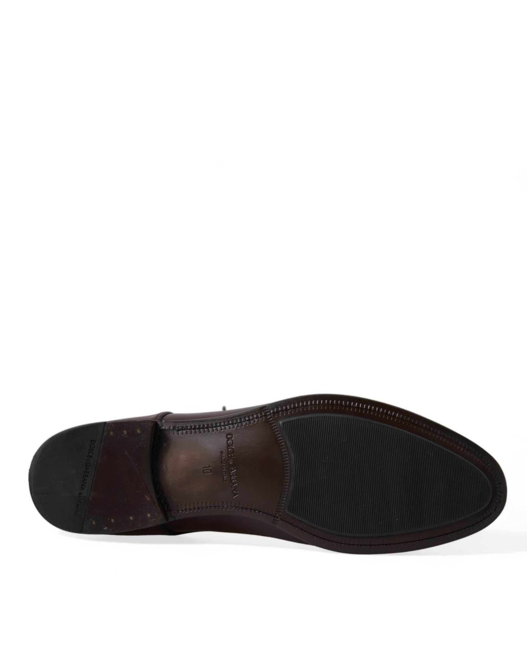 Dolce & Gabbana Elegant Burgundy Leather Derby Shoes - Hilstor