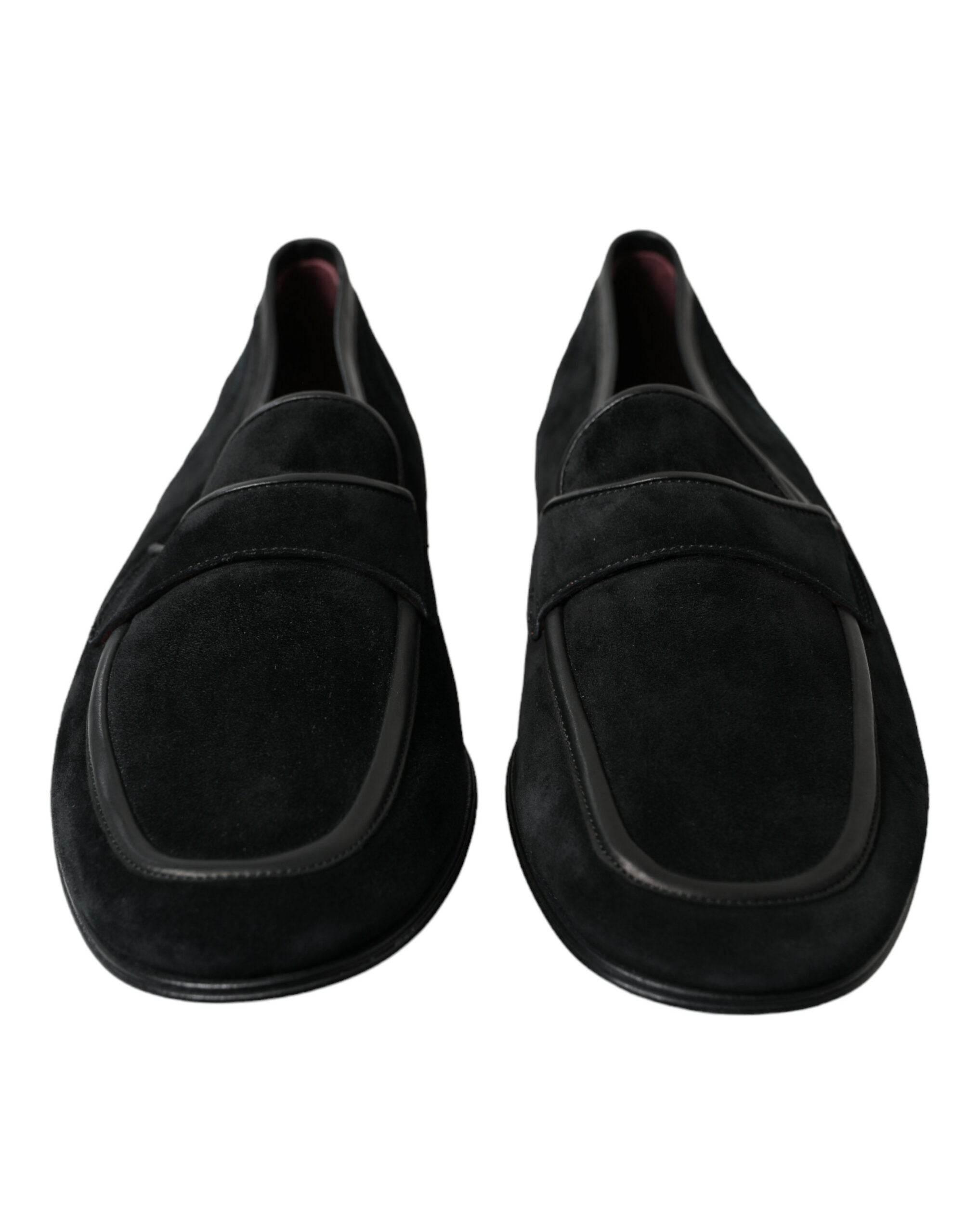 Dolce & Gabbana Elegant Velvet Black Loafers for Men - Hilstor