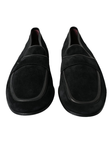 Dolce & Gabbana Elegant Velvet Black Loafers for Men - Hilstor