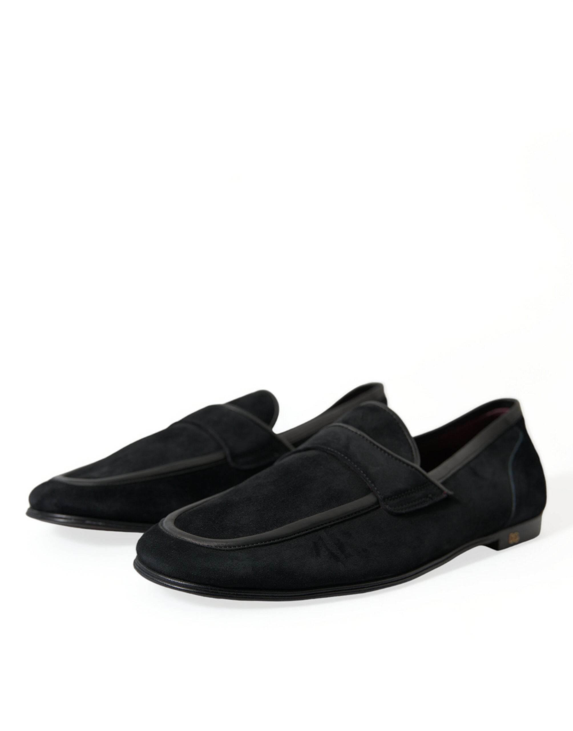 Dolce & Gabbana Elegant Velvet Black Loafers for Men - Hilstor
