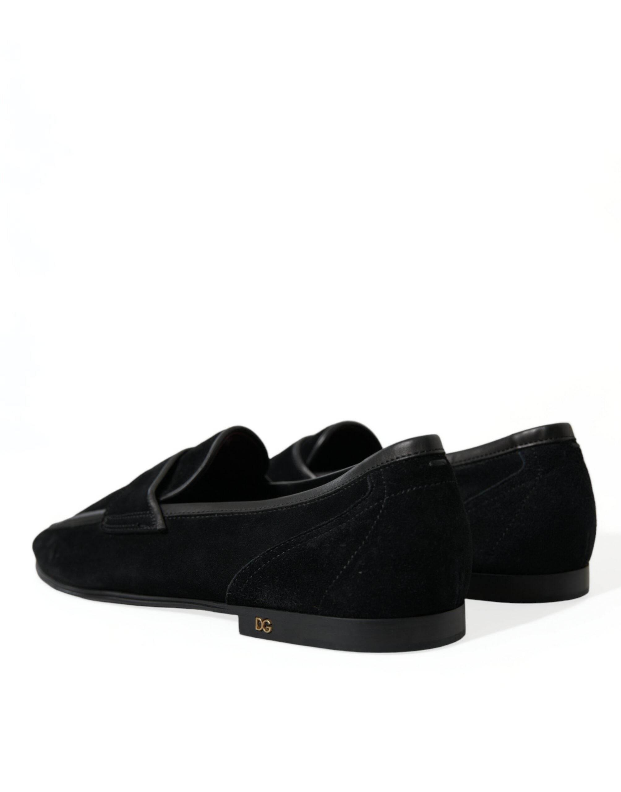 Dolce & Gabbana Elegant Velvet Black Loafers for Men - Hilstor