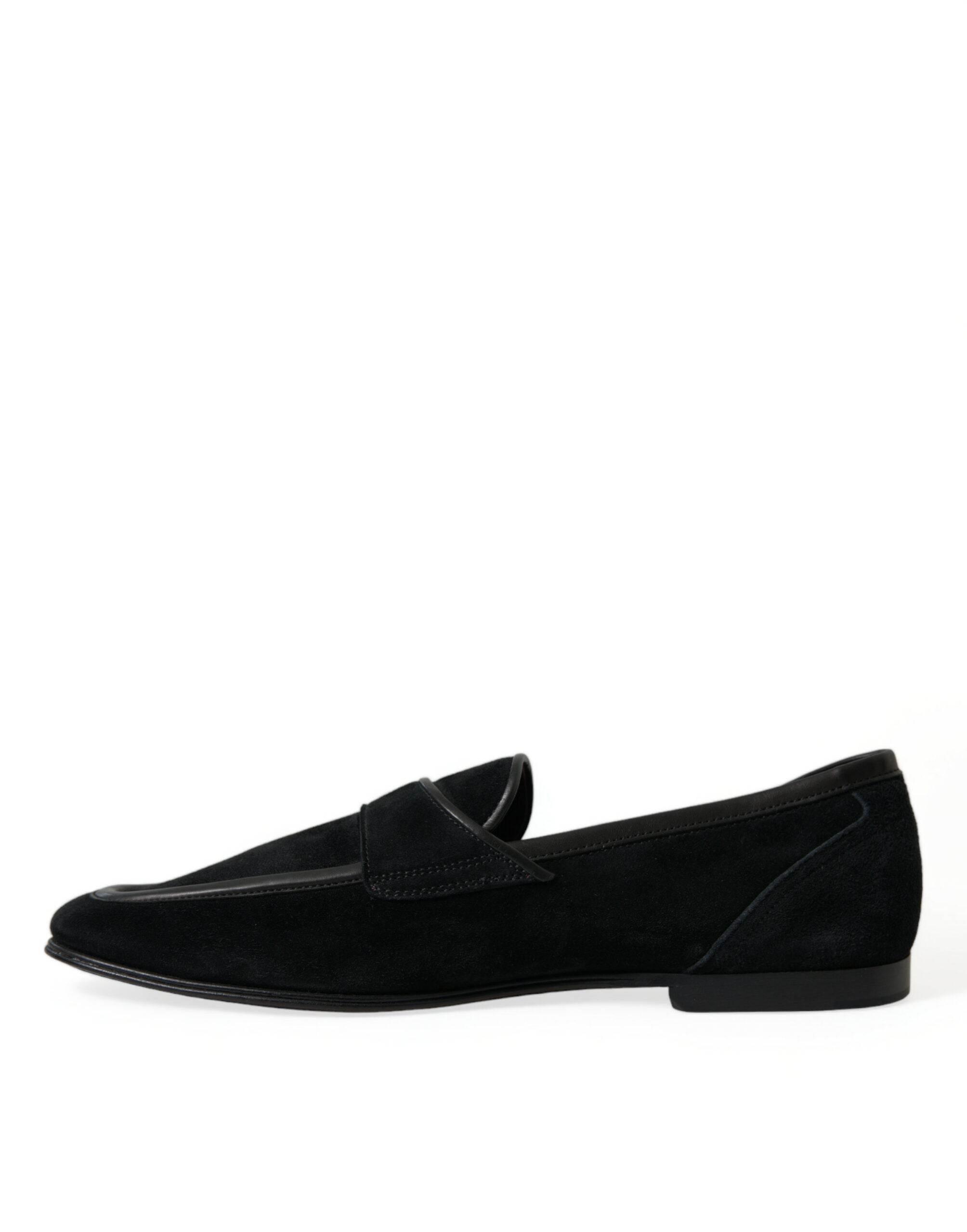 Dolce & Gabbana Elegant Velvet Black Loafers for Men - Hilstor