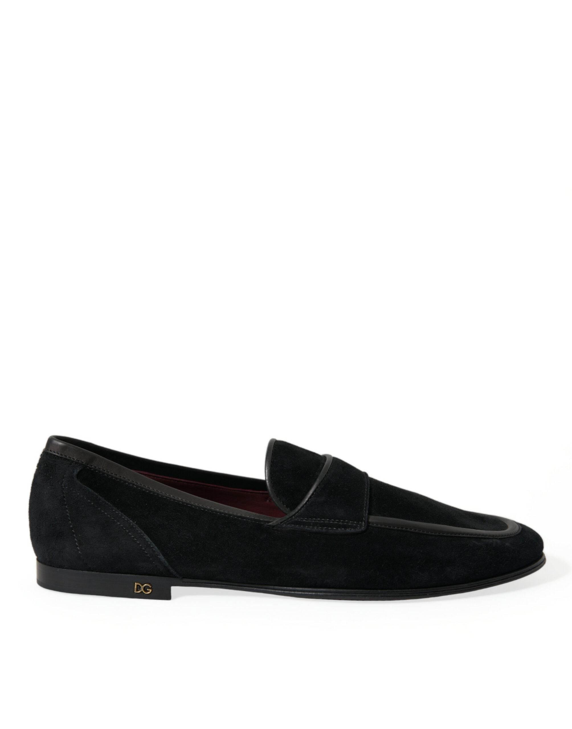 Dolce & Gabbana Elegant Velvet Black Loafers for Men - Hilstor