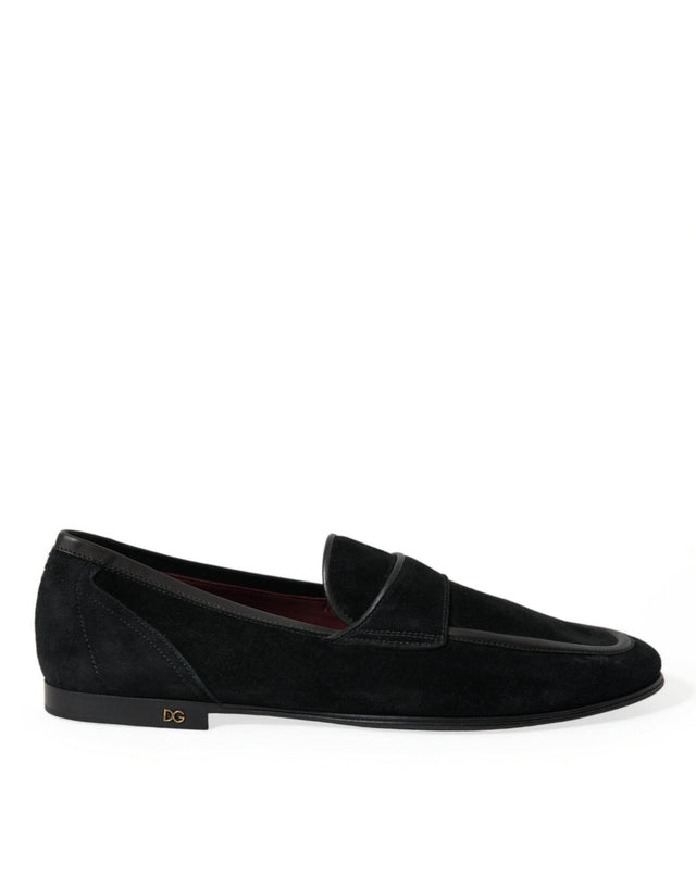 Dolce & Gabbana Elegant Velvet Black Loafers for Men - Hilstor