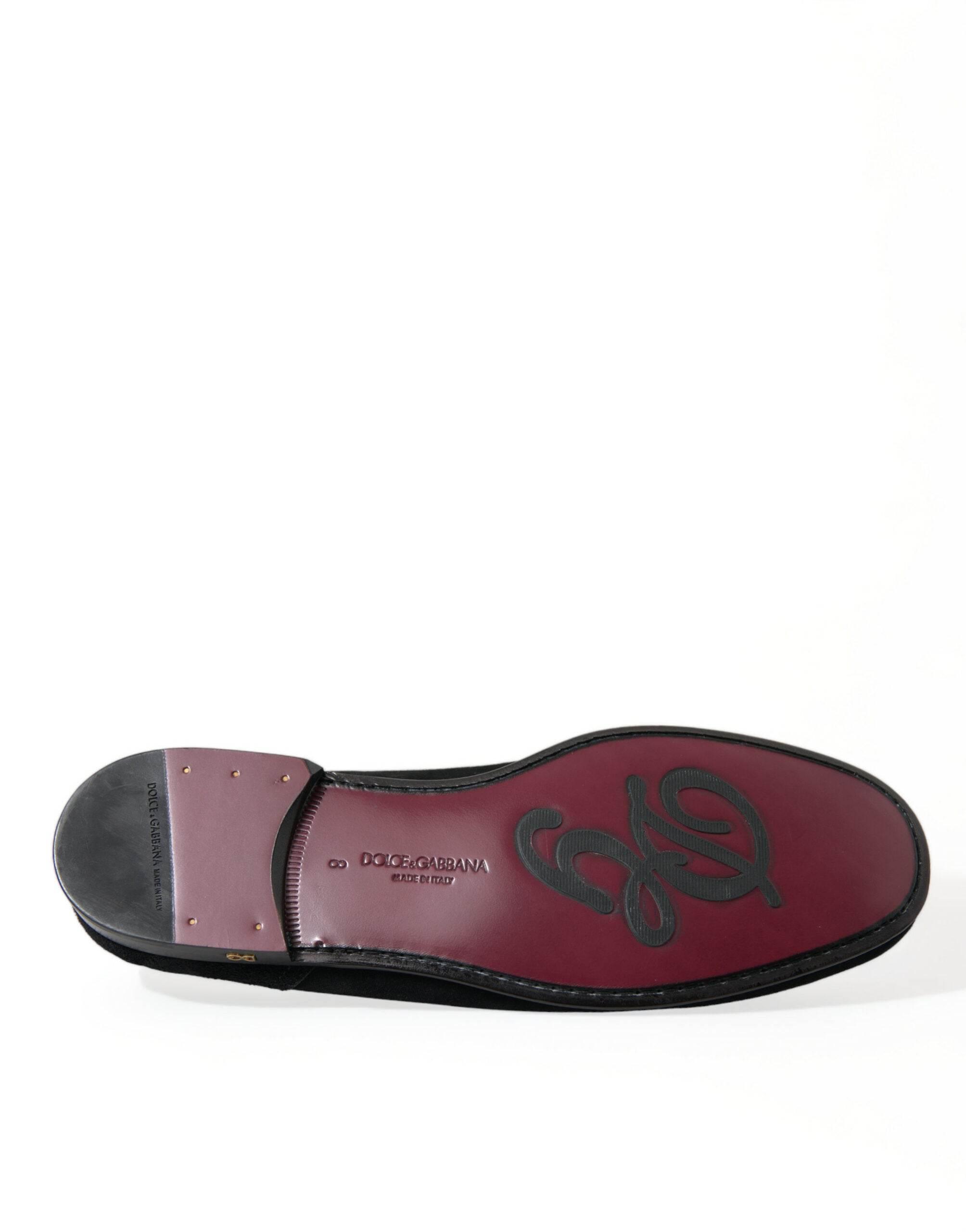 Dolce & Gabbana Elegant Velvet Black Loafers for Men - Hilstor