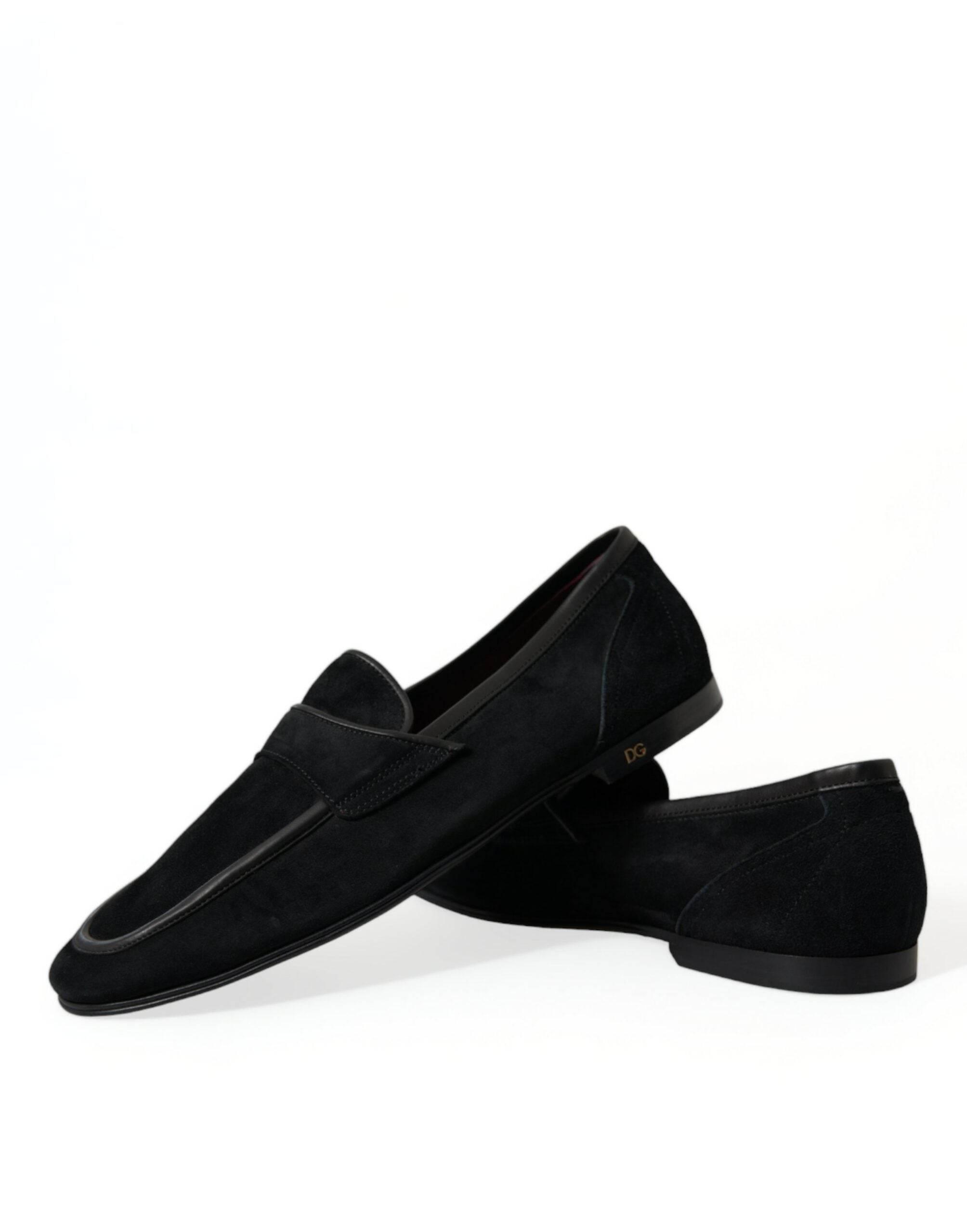 Dolce & Gabbana Elegant Velvet Black Loafers for Men - Hilstor