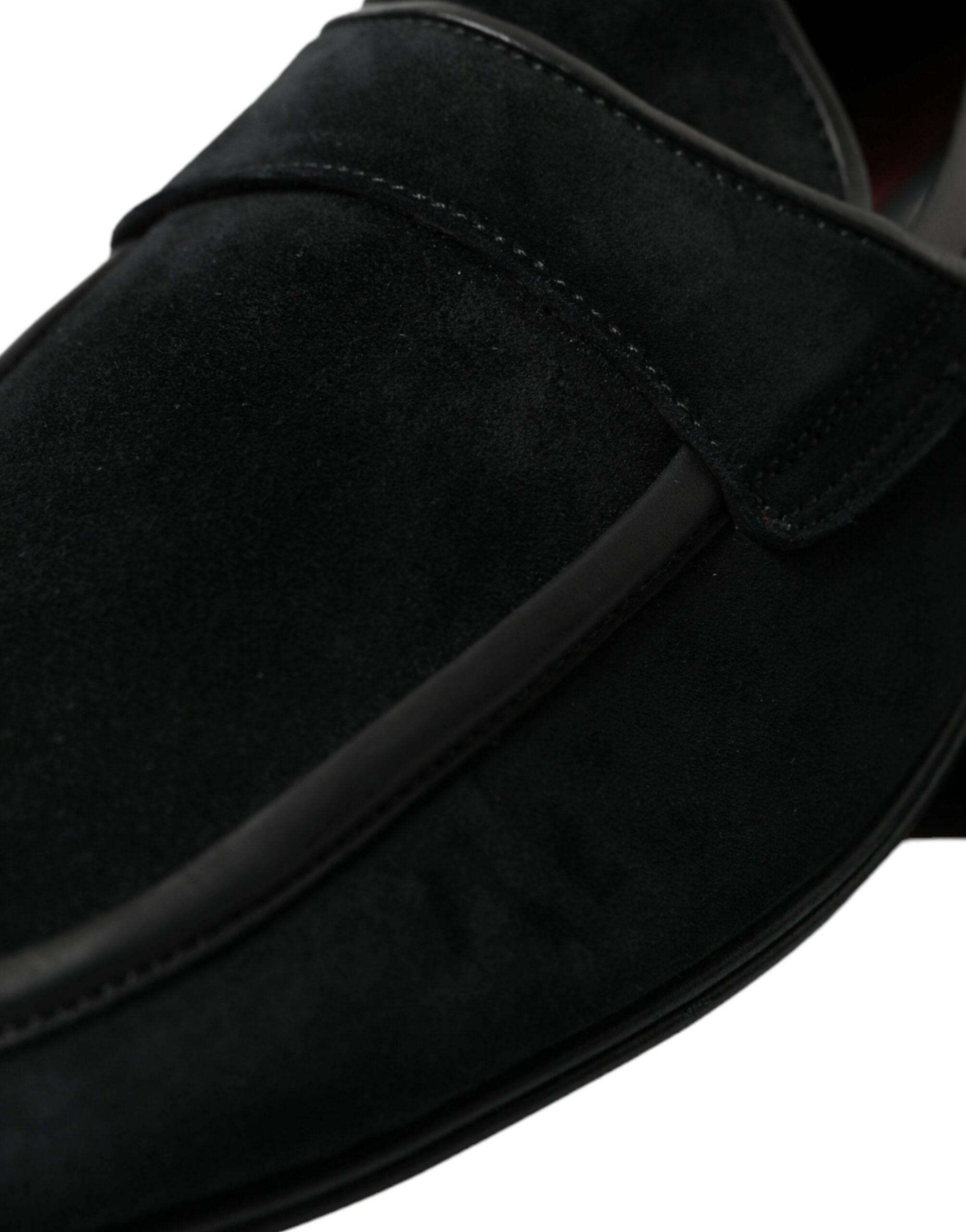 Dolce & Gabbana Elegant Velvet Black Loafers for Men - Hilstor