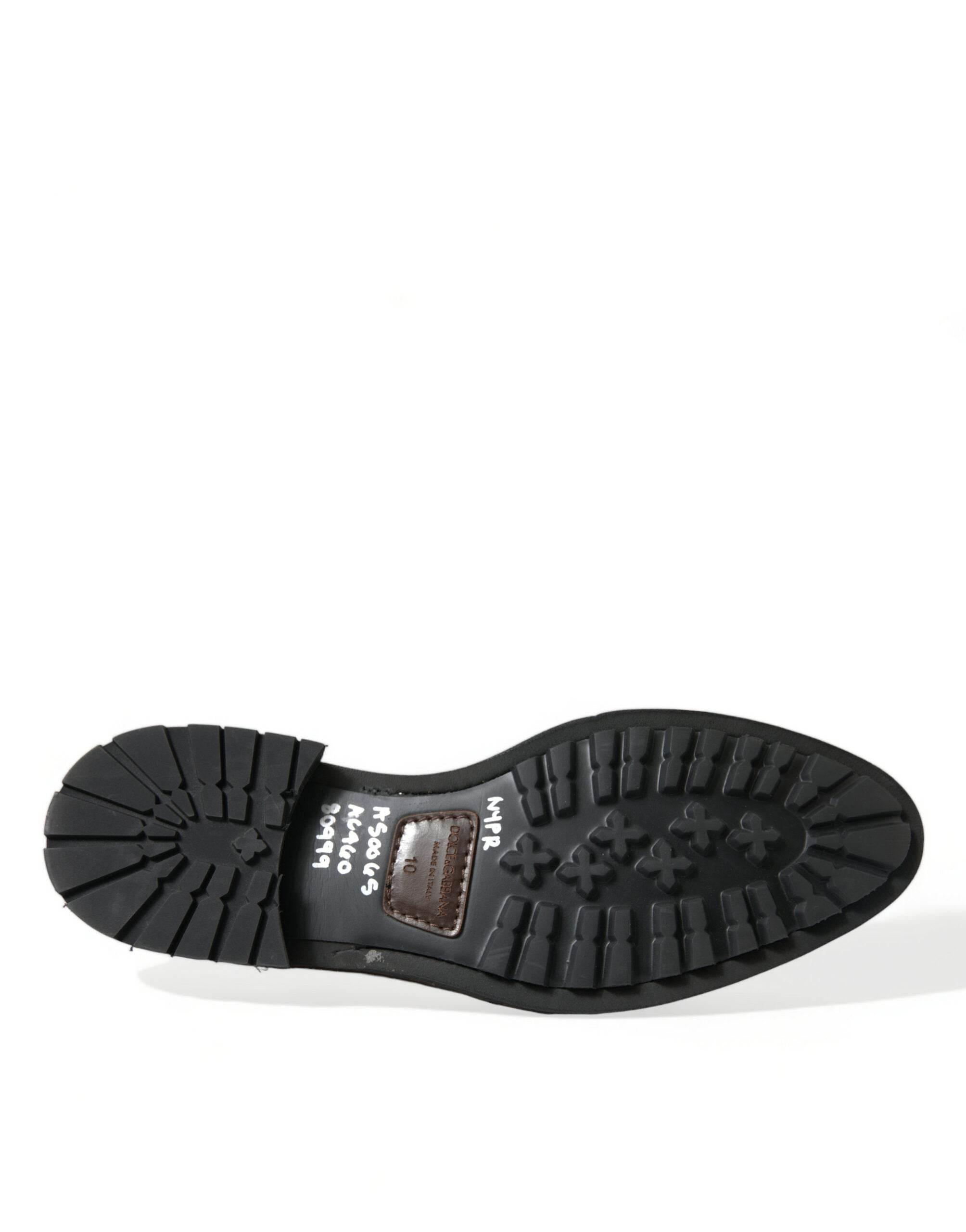 Dolce & Gabbana Elegant Black Leather Studded Loafers - Hilstor