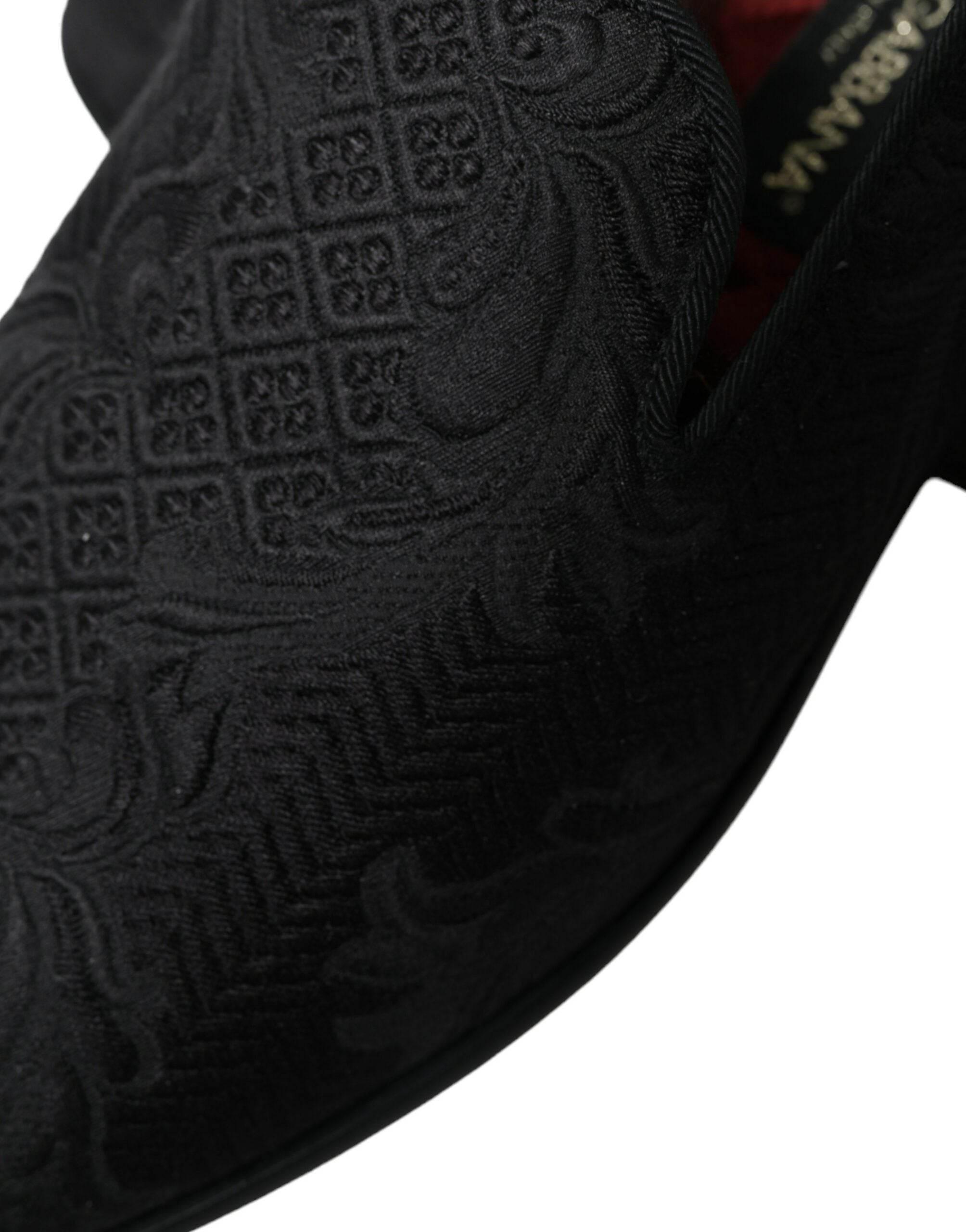 Dolce & Gabbana Elegant Black Brocade Dress Loafers - Hilstor