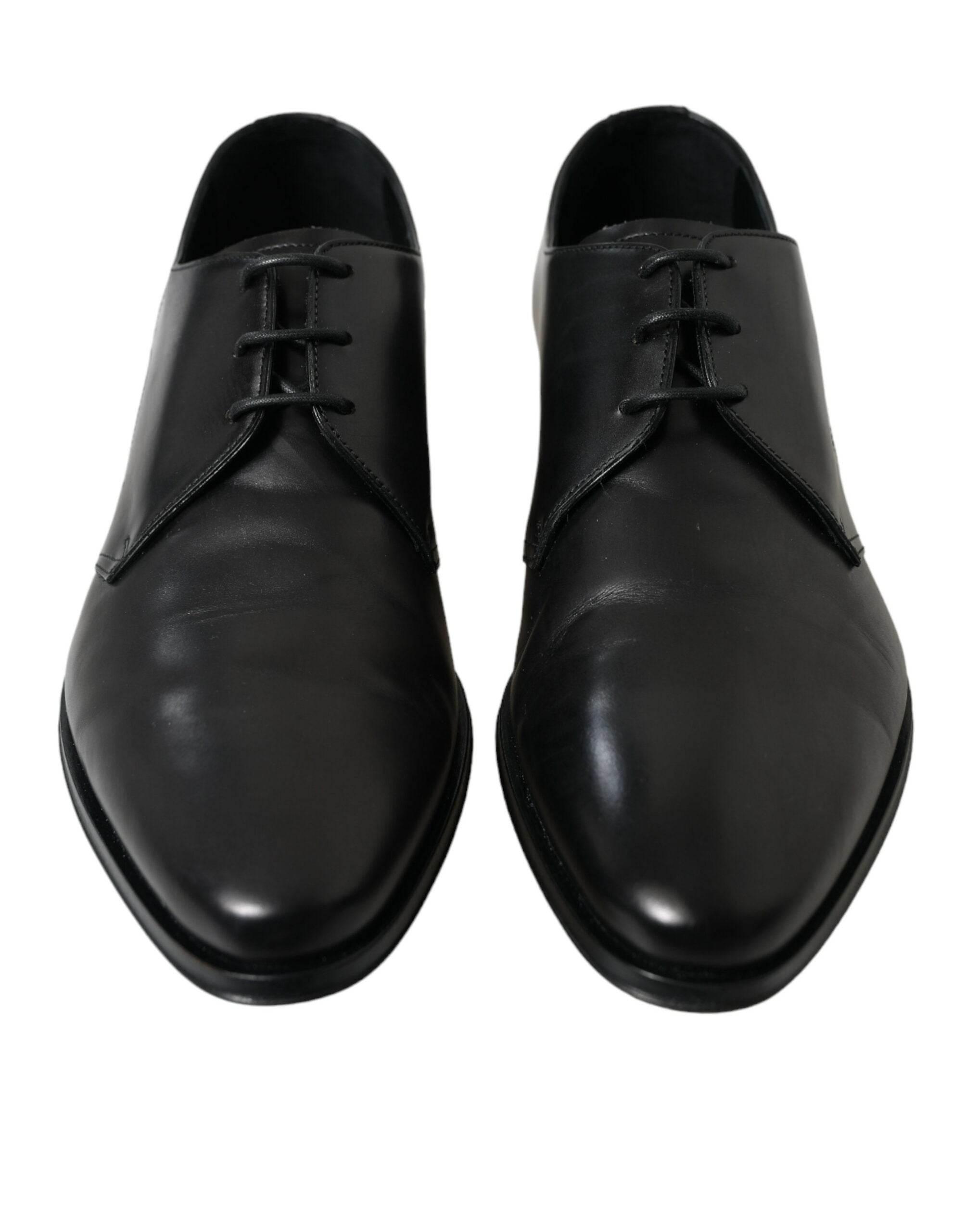Dolce & Gabbana Elegant Black Leather Derby Dress Shoes - Hilstor