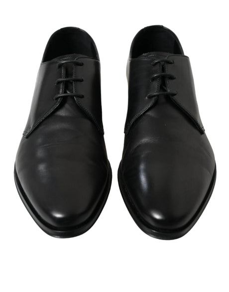 Dolce & Gabbana Elegant Black Leather Derby Dress Shoes - Hilstor