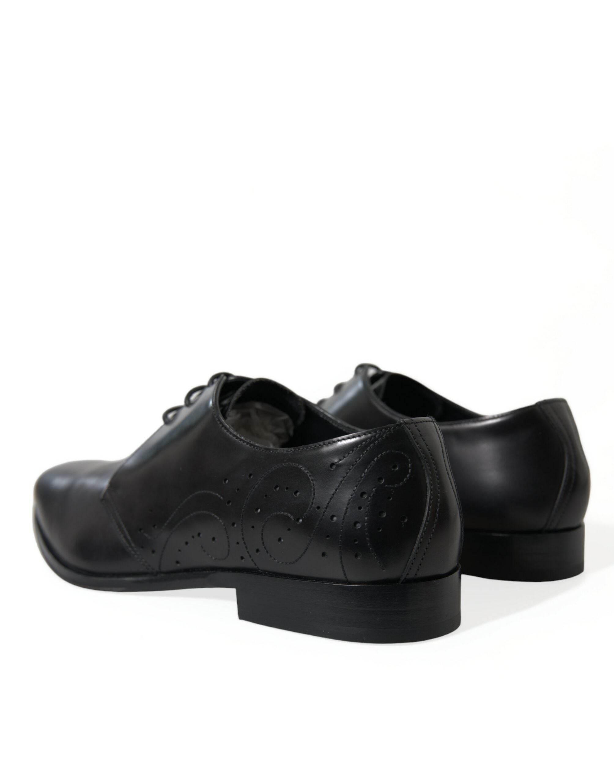 Dolce & Gabbana Elegant Black Leather Derby Dress Shoes - Hilstor