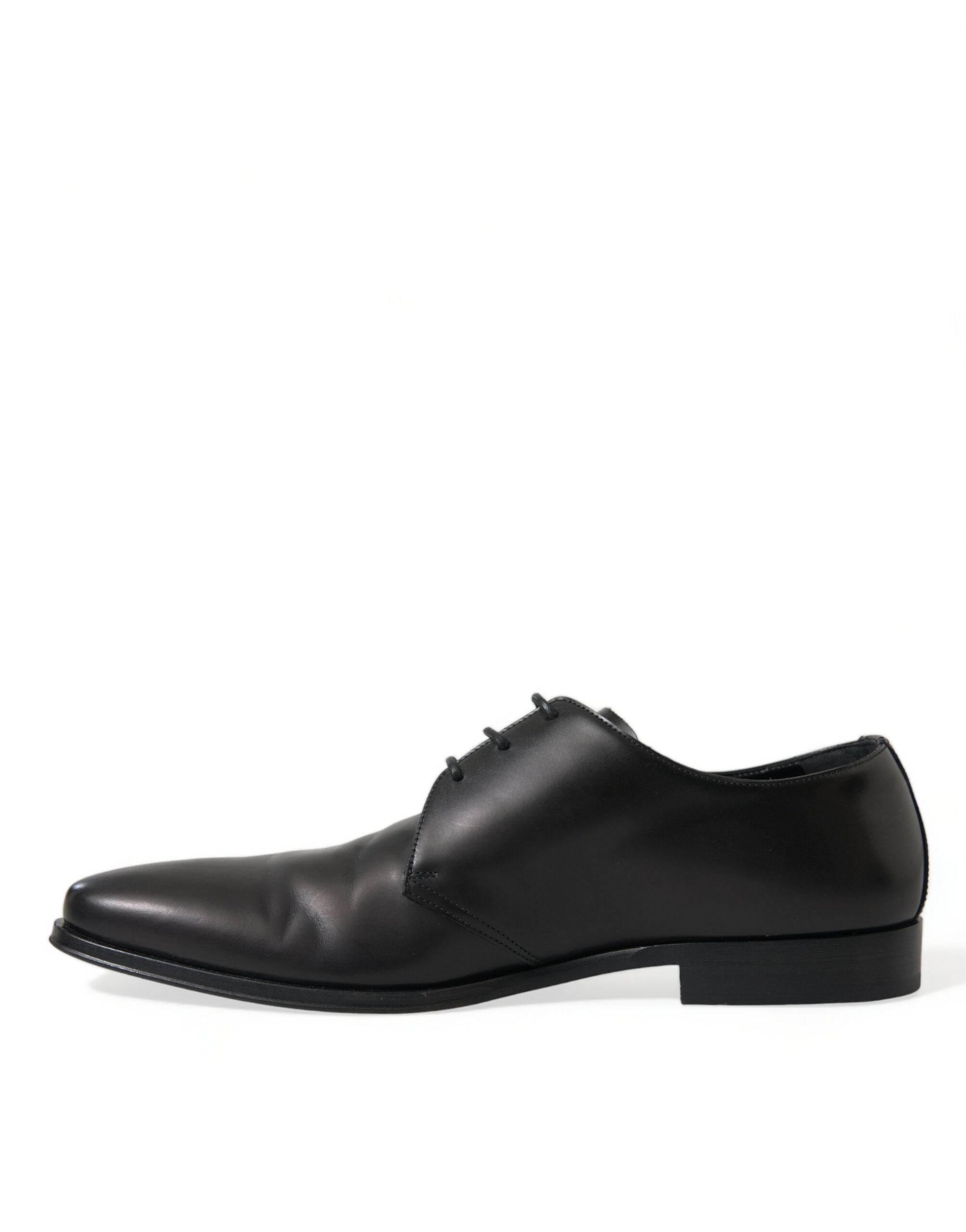 Dolce & Gabbana Elegant Black Leather Derby Dress Shoes - Hilstor
