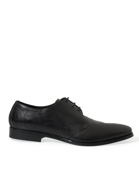 Dolce & Gabbana Elegant Black Leather Derby Dress Shoes - Hilstor