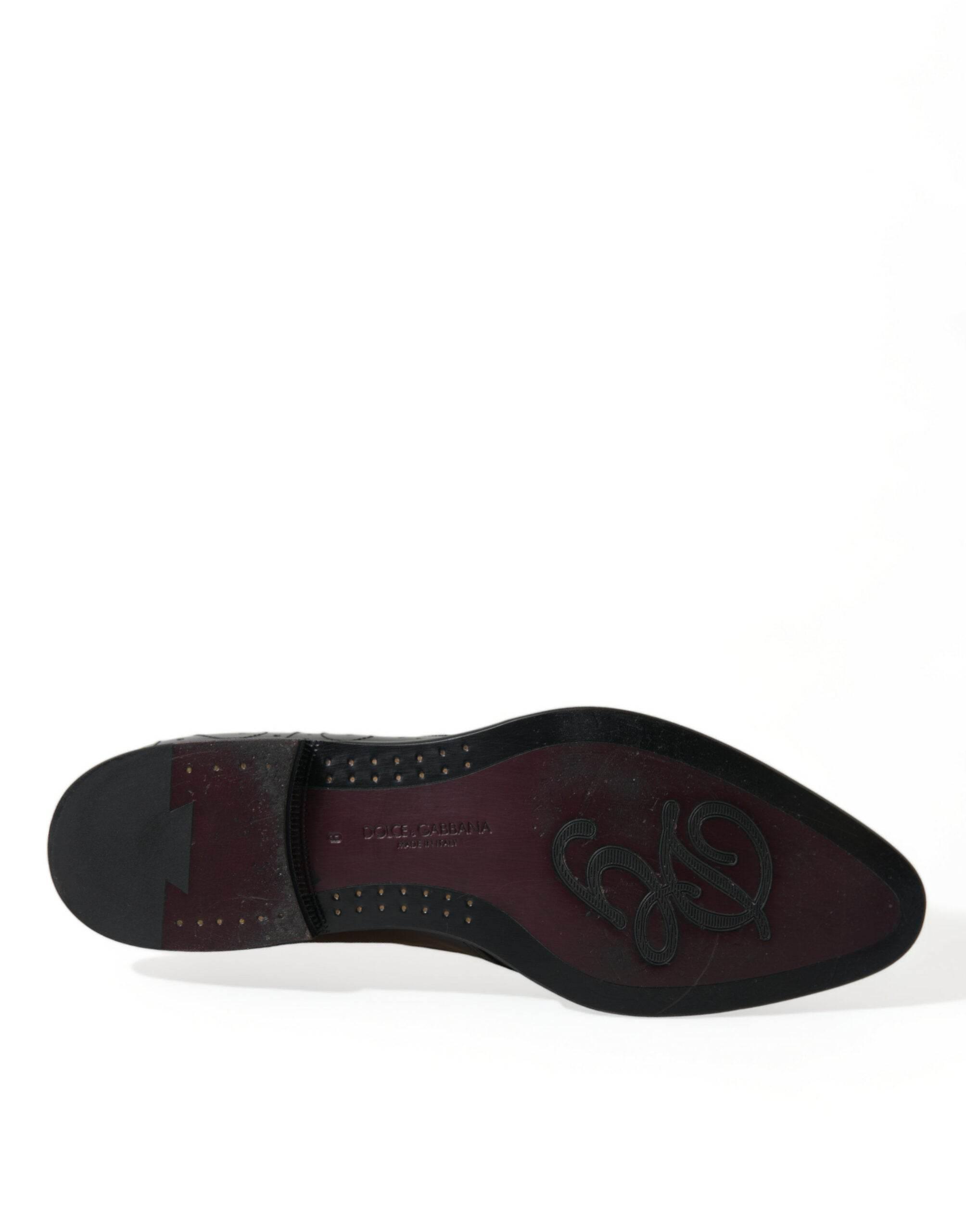 Dolce & Gabbana Elegant Black Leather Derby Dress Shoes - Hilstor