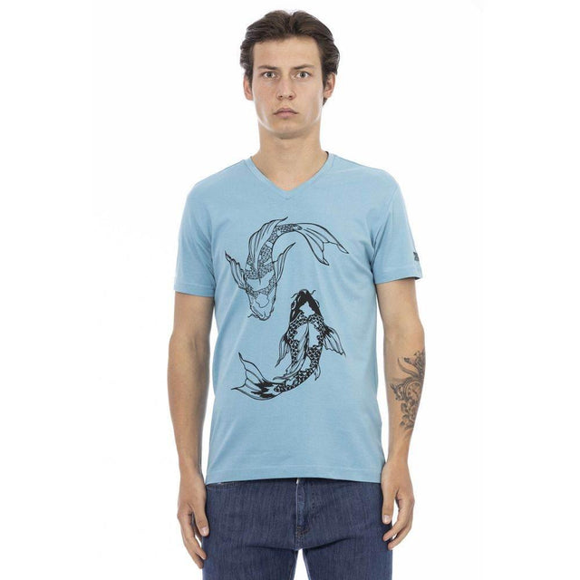 Trussardi Action Light Blue Cotton Men T-Shirt - Hilstor
