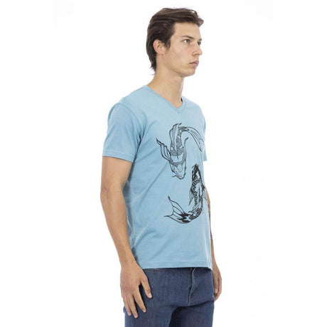 Trussardi Action Light Blue Cotton Men T-Shirt - Hilstor