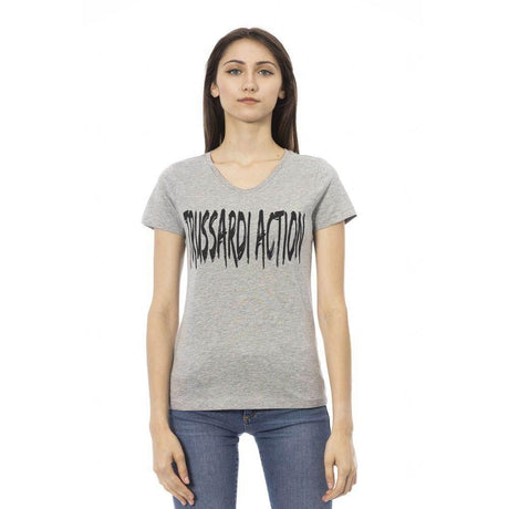 Trussardi Action Gray Cotton Women T-Shirt - Hilstor