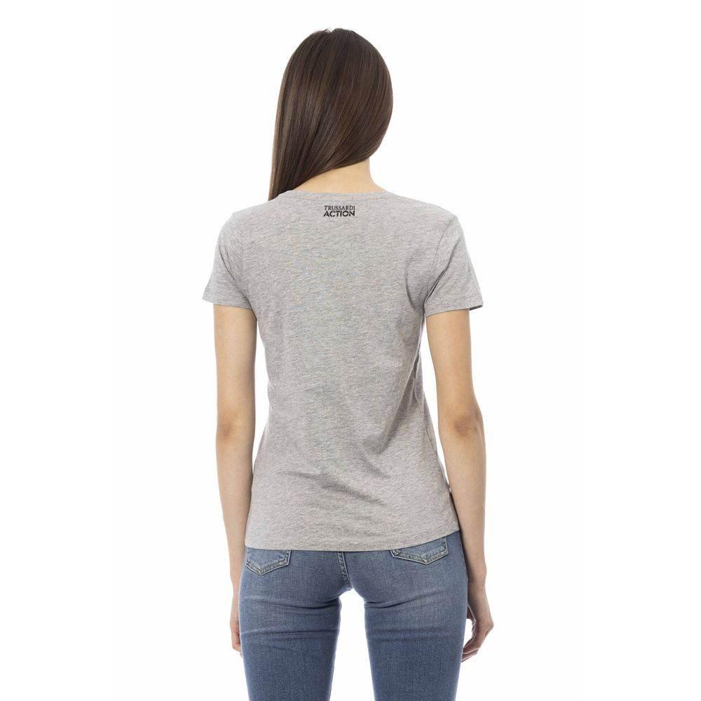 Trussardi Action Gray Cotton Women T-Shirt - Hilstor