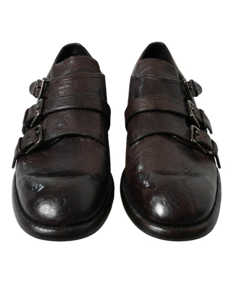 Dolce & Gabbana Elegant Triple Buckle Leather Dress Shoes - Hilstor