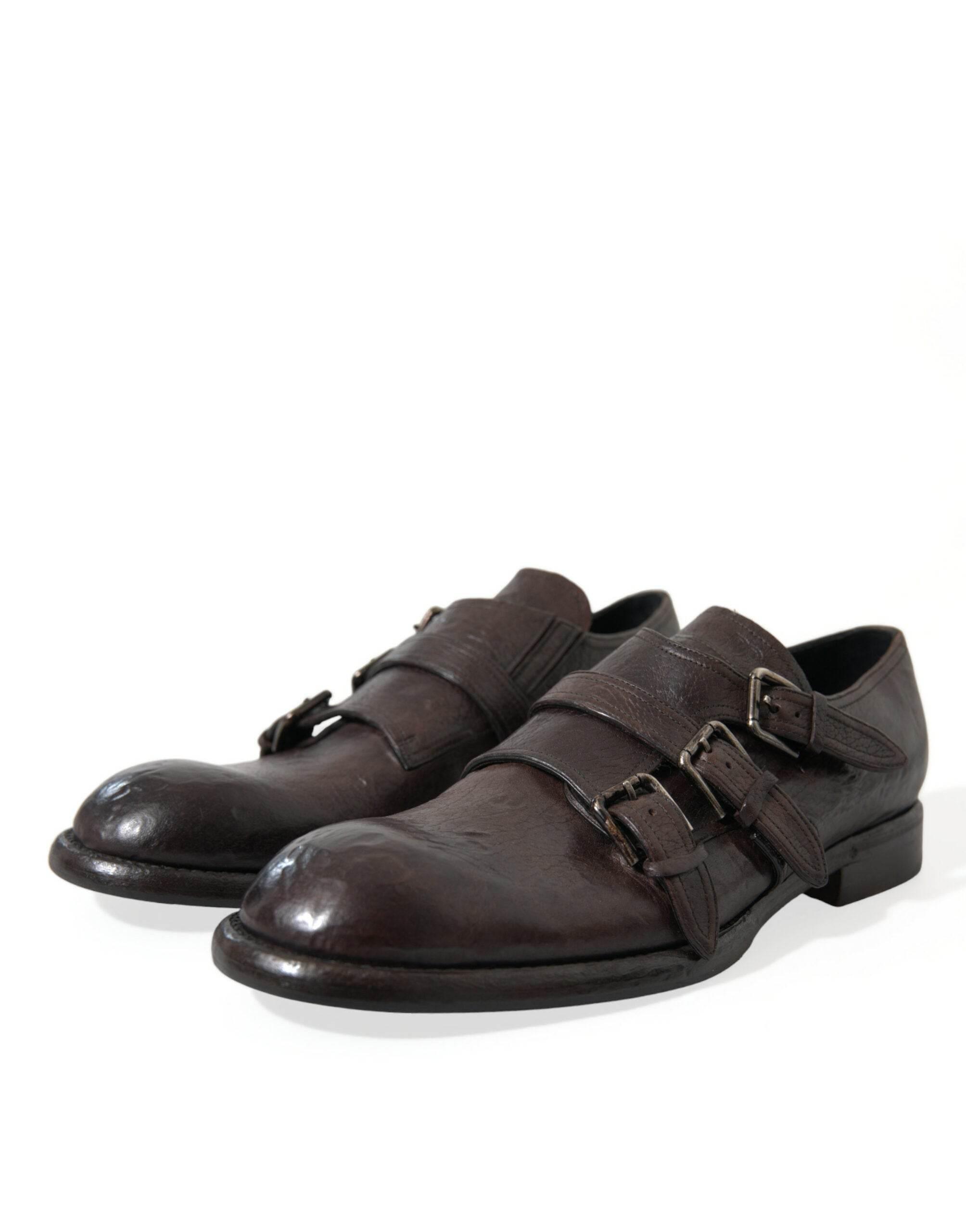 Dolce & Gabbana Elegant Triple Buckle Leather Dress Shoes - Hilstor