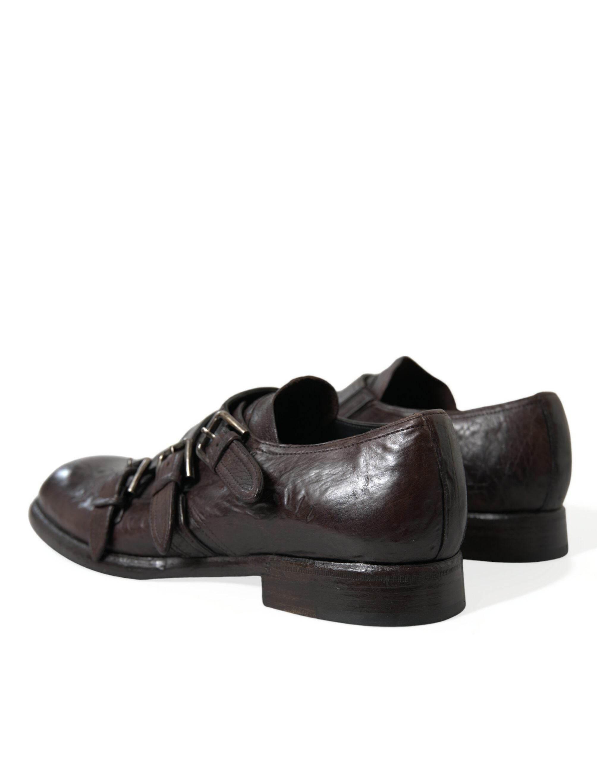 Dolce & Gabbana Elegant Triple Buckle Leather Dress Shoes - Hilstor
