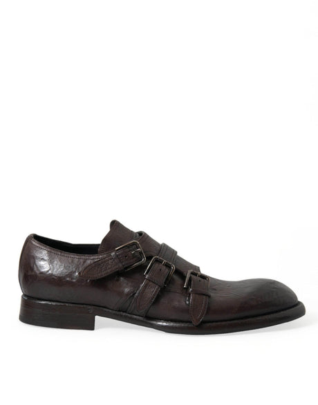 Dolce & Gabbana Elegant Triple Buckle Leather Dress Shoes - Hilstor