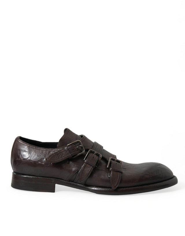 Dolce & Gabbana Elegant Triple Buckle Leather Dress Shoes - Hilstor
