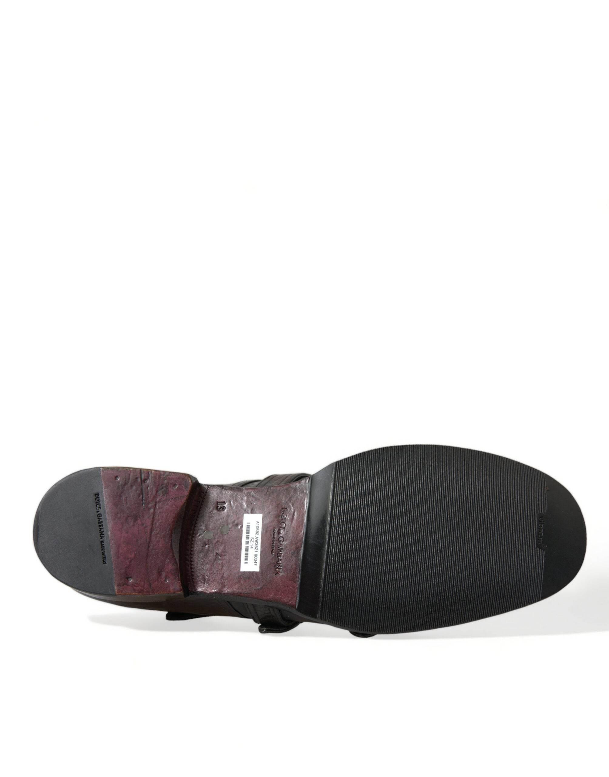 Dolce & Gabbana Elegant Triple Buckle Leather Dress Shoes - Hilstor
